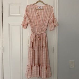 Petal and Pup pink gingham midi dress